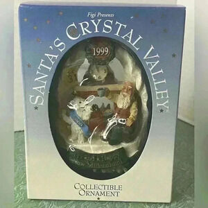 Vintage NEW FIGI SANTA'S CRYSTAL VALLEY ORNAMENT  "1999 HAPPY NEW MILLENNIUM"